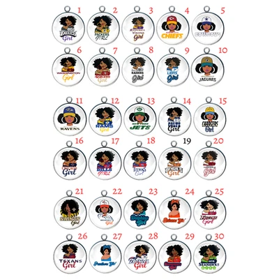 Football Girl Cabochon Charms, Jewelry Making DIY Crafts – 30 Team Styles - Image 1 of 2