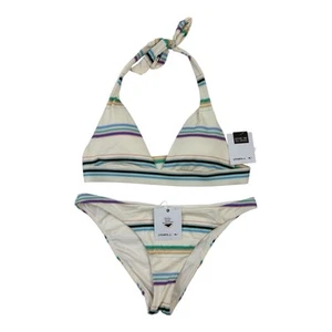 O'Neill Juniors' Lowtide Rockley Striped Bikini Set Women's Medium Lined Padded - Picture 1 of 5
