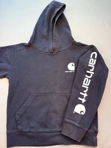 Carhartt Hoodie Youth M 8-10 Black Relaxed Fit Spelled Out Pullover - Picture 1 of 5