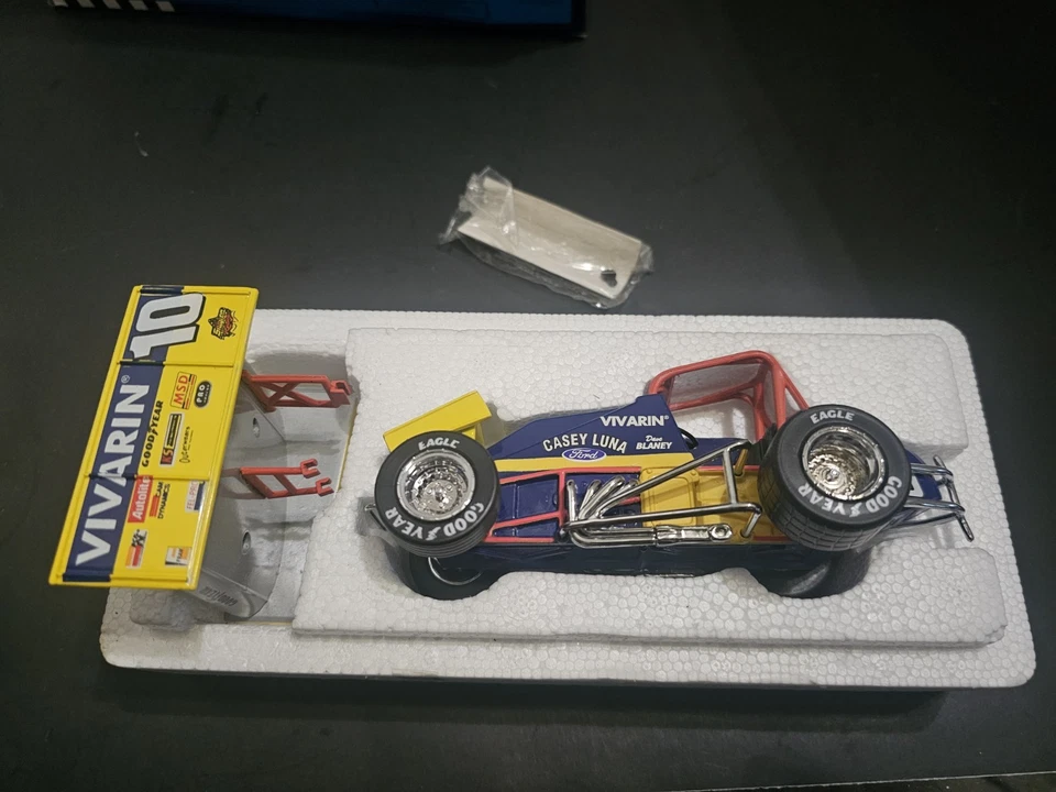 1996 #10 DAVE BLANEY 1:24 ACTION SPRINT CAR Damaged Chewed Box  - Image 1 of 2