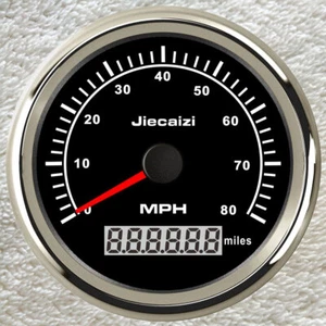 85mm Black GPS Speedometer 80MPH for Auto Marine Truck Motocycle Red Led 12V/24V - Picture 1 of 8