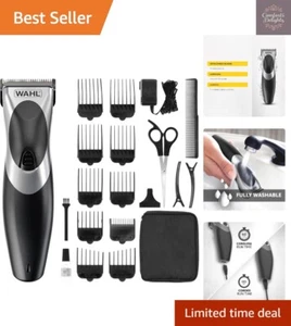 Professional Black Hair Clipper Set - 10 Lengths, Easy Clean & Rinsable Head - Picture 1 of 8