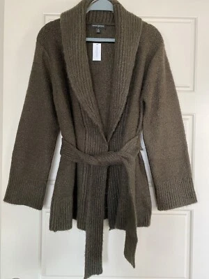 Cárdigan gris suave con cinturón BANANA REPUBLIC para mujer talla mediana mezcla de lana. Foto 1 de 4