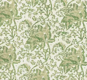 BRUNSCHWIG & FILS CURTAIN FABRIC DESIGN Weymouth Print 7.6 MTR COTTON BLEND LEAF - Picture 1 of 7