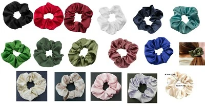 Satin Scrunchies Large Luxurious Shimmer Hair Tie Ponytail Bobble For Thick Hair