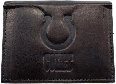 NFL Indianapolis Colts Embossed Genuine Black Leather Wallet Bill Tri-Fold XMAS - Image 1 of 4