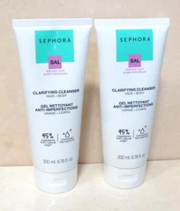 SEPHORA SALICYLIC ACID CLARIFYING CLEANSER FACE + BODY - 6.76 OZ LOT OF 2 - Picture 1 of 3
