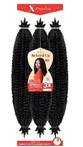 Outre Crochet Braids X Pression Twisted Up 3X Springy Afro Black 16 inch Soft - Picture 1 of 3