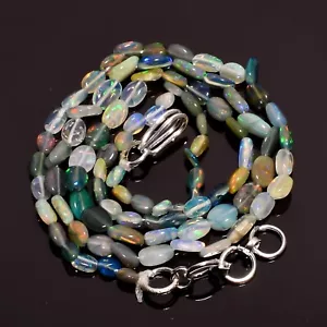 20 Karat Welo Feuer Äthiopischer Opal Edelstein Oval Glatt Perlen Halskette 1... - Bild 1 von 3