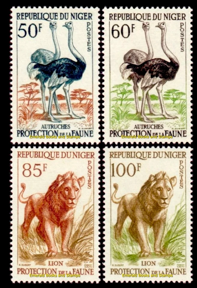 EBS Niger 1960 - Vida silvestre - Avestruz - León - NE 105-108 - MNH** - cv $31 Foto 1 de 4
