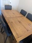 EXTENDING SOLID OAK TABLE WITH TWO CHAIRS ONLY 