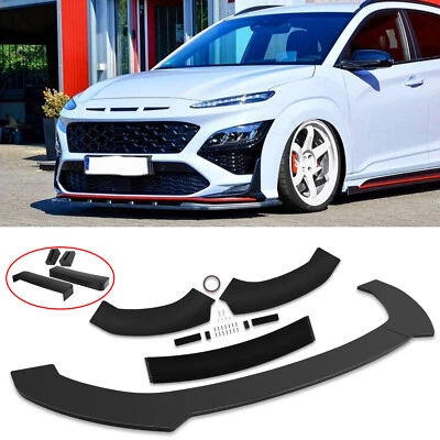 Kit divisor de labios de parachoques delantero negro brillante para Hyundai Kona 2018-2024 Foto 1 de 4