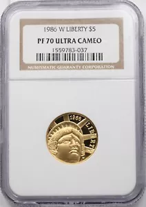 1986-W Gold NGC PF70 ULTRA CAMEAO $5 Statue of Liberty Commemorative NG2114 comb - Picture 1 of 4