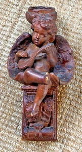 Antique French wood carved putti cherub angel bracket candle Sconce Corbel 20" - Picture 1 of 24