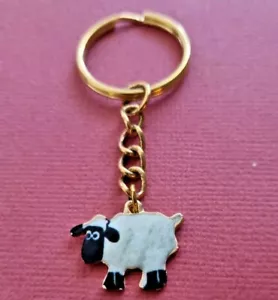 Sheep Keyring keychain gold plated White Farm Animal Lamb Gift idea Pet Country - Picture 1 of 2