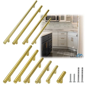 Gold Brushed Satin Brass Stainless Steel Bar Pulls Kitchen Cabinet Handles Knobs - Picture 1 of 7