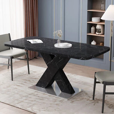Mesa de comedor extensible 47,24"-62,99" imitación mármol superior pierna base metálica NUEVO Foto 1 de 4