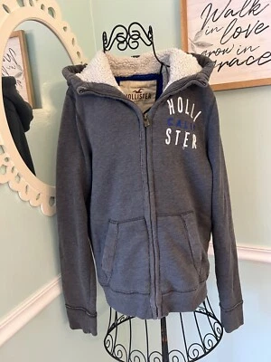 Sudadera con capucha HOLLISTER bordado logotipo sherpa forrada cremallera completa M 00s y2k Foto 1 de 4