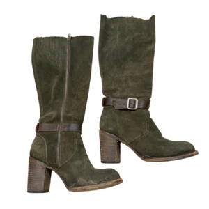 Ladies Freebird Holland Green Suede Tall Boots Size 10 - Picture 1 of 16
