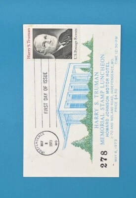1973 First Day Of Issue Postage Stamp Harry S Truman Howard Johnson Motor Hotel - Image 1 of 2