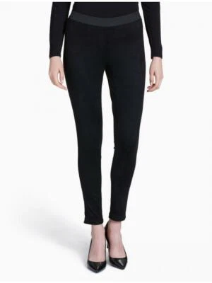 Calvin Klein BLACK Faux Suede Leggings Style# M7XKD259 Size LARGE NEW - Image 1 of 4