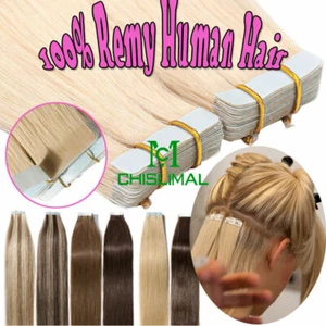 16 To 26inch Seamless Tape In Skin Weft real Remy Human Hair Extensions 20pcs - Picture 1 of 30