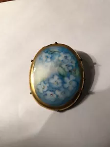 Broche de porcelana pintado a mano de joyería vintage art nouveau - Imagen 1 de 4
