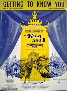GETTING TO KNOW YOU King and I RODGERS HAMMERSTEIN Show Tune Vtg Sheet Music - Picture 1 of 3