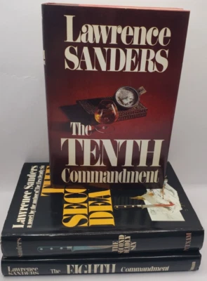 Lawrence Sanders 3 x Mixed Book Lot Delaney and Commandment Crime Fiction HCDJ - Image 1 of 4