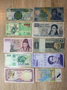 Gemischtes Sortiment von 10 einzigartigen Banknoten zirkuliert ausländische Welt Papiergeld - Bild 1 von 1