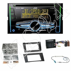 JVC KW-DB93BT Radio + Mercedes E-Klasse(W211) 2-DIN Blende schwarz + ISO-Adapter - Bild 1 von 3