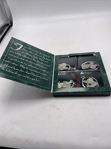 Juego de 4 adornos de ángel LONGABERGER de peltre vacaciones de Navidad 71757 vintage 1998 - Imagen 1 de 8