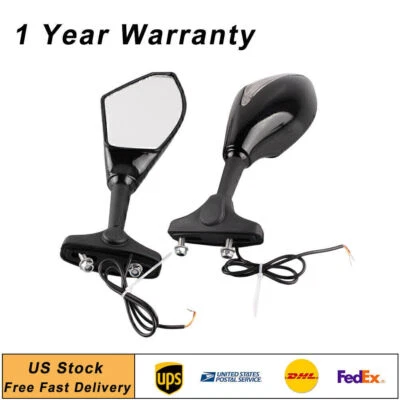 2pcs Rearview Mirrors w/ Amber LED Turn Lighs For Ducati 748 1198 R/S/SP Foto 1 de 4