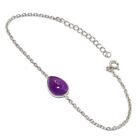 Anniversary Gift For Her Natural Sage Amethyst Chain Bracelet 925 Silver