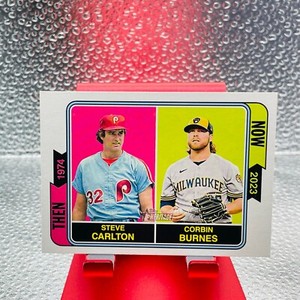 2023 Topps Heritage #TAN-13 Steve Carlton Corbin Burnes Then & Now