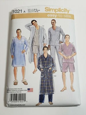 SIMPLICITY 1021 Men's Robe / Nightshirt PJ's. Size XS-XL NEW UNCUT - Image 1 of 2