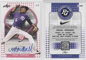 2018 Leaf Perfect Game National Showcase Pink /3 Manuel Mercedes #BA-MM1 Auto