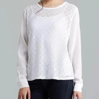 Equipment - Liam Blouse Top White Sz M Net-a-porter Excellent Lace EUC - Image 1 of 4