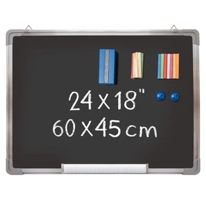 Chalkboard Set - Framed Black Board 24 x 18 inch with 1 Magnetic Eraser, 14 C... - Picture 1 of 6