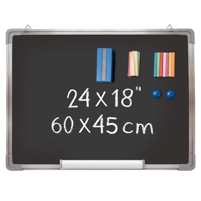 Chalkboard Set - Framed Black Board 24 x 18 inch with 1 Magnetic Eraser, 14 C... - Image 1 of 4