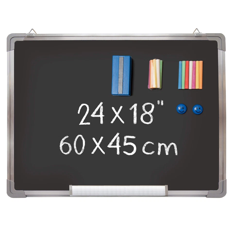 Chalkboard Set - Framed Black Board 24 x 18 inch with 1 Magnetic Eraser, 14 C... - Image 1 of 4
