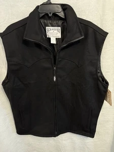 Schaefer Outfitter Men’s NWT Black Wool Blend Ranchwear Vest Full Zip Size XL - Picture 1 of 8
