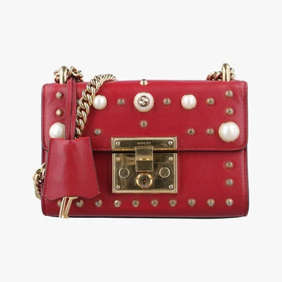 Gucci Padlock Red Leather 432182 Clochette Key Shoulder Bag Chain Crossbody - image 1 of 4