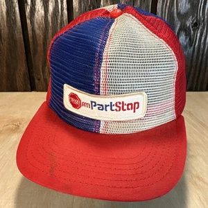 Vintage Pro Am Part Stop Trucker Hat Full Mesh Pinwheel Red White Blue 70s 80s - Picture 1 of 13