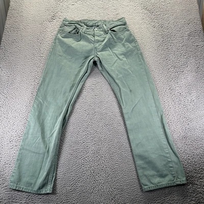 Pantalones de mezclilla Levi's 514 para hombre 33x30 verde algodón pierna recta lavado ligero ropa de trabajo Foto 1 de 4
