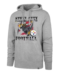 Men's Pittsburgh Steelers '47 Gray Regional Headline Pullover Hoodie Size Large  - Picture 1 of 3