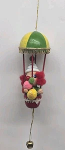 Vintage Wooden Clown in Hot Air Balloon Christmas Ornament 5" - Picture 1 of 4