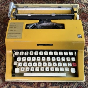 Vintage Yellow Montgomery Ward Olivetti Escort 55 Portable Typewriter With Case - Picture 1 of 14
