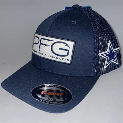 NUEVO CON ETIQUETAS Dallas Cowboys Columbia PFG Sombrero Ajuste Flexible Talla S/M Malla Azul Marino Gorra NFL Foto 1 de 4