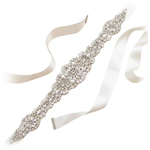 Crystal Rhinestone Bridal Sash, Wedding Dress Belts, Fashion Bridal Sash Belts - Picture 1 of 26